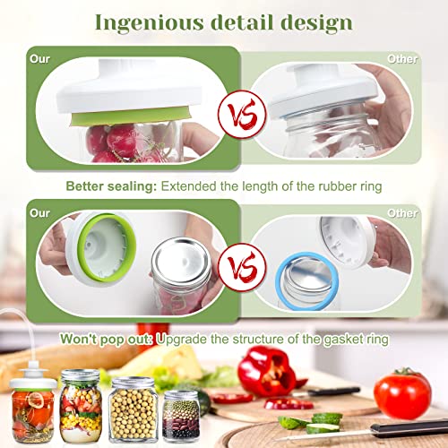 Mason Jar Vacuum Sealer Kit - Vacuum Sealer with Manual Pump and Lid Opener for Wide & Regular Mouth Jars - color: White