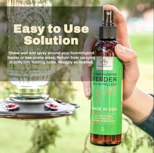 Donaldson Farms Hummingbird Feeder Bee Repellent Spray - Efficiently Keep Bees Off Hummingbird Feeder, Natural Bee Repellent Sprays for Patio Garden, Citrus Spray for Outdoor Bird Food - 8oz Bottle