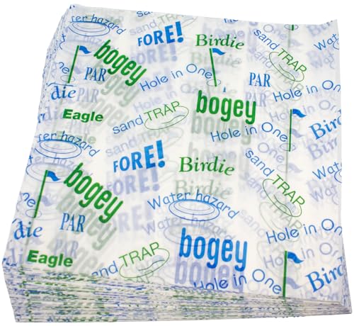 MADE IN USA 1,000 Sheets of Grease-Resistant Food Grade Waxed Kraft Deli Tissue Paper, 12" X 12" (Golf Print) - color: Golf Print