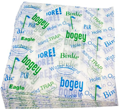 MADE IN USA 1,000 Sheets of Grease-Resistant Food Grade Waxed Kraft Deli Tissue Paper, 12" X 12" (Golf Print) - color: Golf Print