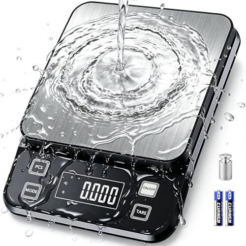 IPX7 Waterproof Food Scale 0.01oz/0.1g Precision Kitchen Scale Precisely Measures Grams and Ounces11lb/5kg Stainless Steel Digital Food Scales for Kitchen Gram Scale for Cooking, Baking - style: IPX7_battery_5kg