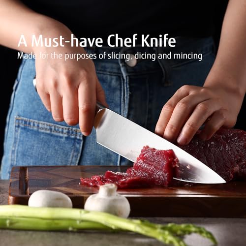 hecef Silver Kitchen knife set of 3, Satin Finish Blade with Hollow Handle, includes 8" Chef, 5" Utility and 3.5" paring knife - style: 3 PCS
