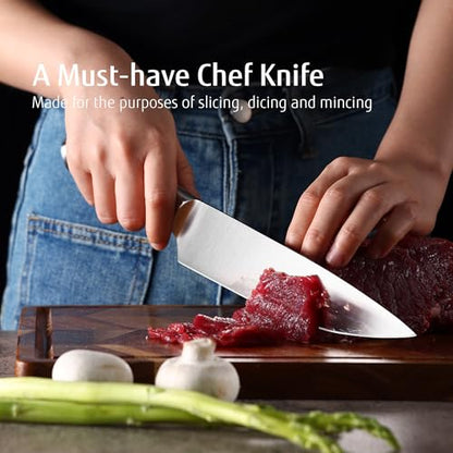 hecef Silver Kitchen knife set of 3, Satin Finish Blade with Hollow Handle, includes 8" Chef, 5" Utility and 3.5" paring knife - style: 3 PCS
