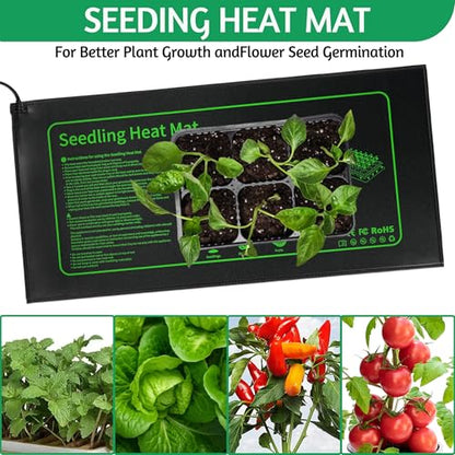 LOCONHA Seedling Heat Mat for Seed Starting,10" x 20.75" Waterproof Heating Pad for Indoor Plants Germination (Black 4 Pack) - color: Black 4 Pack