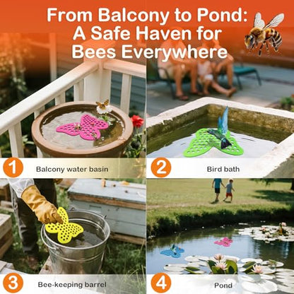 Bee Watering Station Island for Garden - 5 Pack Butterfly Floating Bee Island, SGS Certified Premium EVA Foam, Fade Resistant Odor Free Pre-Cut Holes, Anti Drowning for Pollinators, for Birdbath Pond