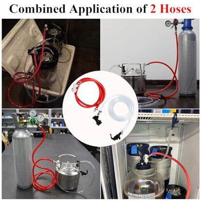 3FT 5/16 Beer Line Tubing & 5FT 5/16 CO2 Gas Line & 1Pair Ball Lock Keg Connectors & 1 Picnic Tap,Cuttable PVC Draft Beer Kegerator Line CO2 Regulator Gas Line Barb Fitting Hose Clamps Kegerator Parts