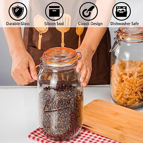 Anwoi Wide Mouth Mason Jars 64 oz 3 Pack Half Gallon Glass Jar with Airtight Lids, Large Mason Jar with Scale Mark Food Storage Canning Jars for Pickling Flour Sugar Pasta Oats Cereal - color: 64oz 3pack