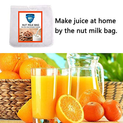Nut Milk Bag, Pro Quality Multiple Usage Reusable Food Strainer, Cold Brew Coffee Bag Cheese Cloth, Ultra Fine Nylon Mesh Food Grade for Almond/Soy Milk, Juice, Coffee, Tea, 12"x12" - color: 1 pack