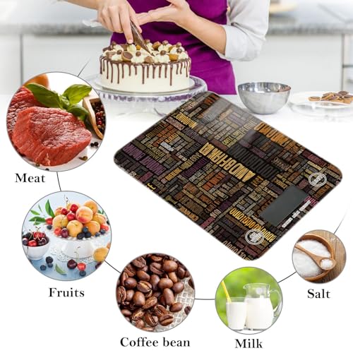 Food Scale Kitchen Scale for Baking Cooking Digital Food Weighing Measuring Scale Small Waterproof Electric Food Scale Brown Coffee Letterings - color: Brown Coffee Letterings