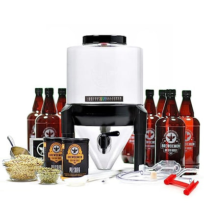 Signature Pro Beer Making Kit – NO AIRLOCK OR SIPHON REQUIRED – Conical Fermenter Eliminates Sediment and Makes Great Tasting Home Brewed Beer - Includes a 2 Gallon Pilsner Recipe
