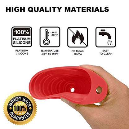 Funnels for Kitchen Use, Food Grade Silicone Collapsible Kitchen Funnel (Red) - color: 2-Red