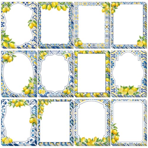 Chiisong 12 Pads Capri Lemon Sticky Notes 3 x 4 Inches Blue Tiles Yellow Adhesive Memo Pads Reminder Decor Mediterranean Amalfi Coast Notepads for Journal Office Summer Birthday Wedding Gifts - style: Capri Lemon