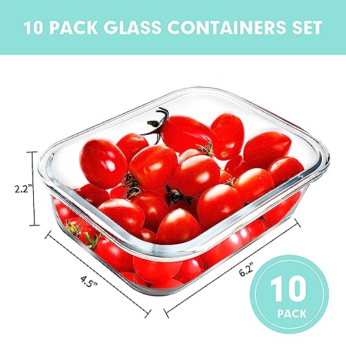 VERONES 10Pack 22OZ Glass Meal Prep Containers, Airtight Glass Lunch Containers Set, Glass Food Storage Containers with Lids,Exclusive of BPA, for Microwave, Oven, Freezer&Dishwasher Friendly,Green - color: Green