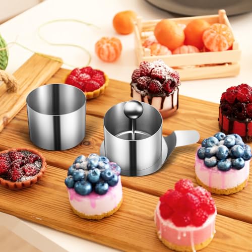 SHINEOFI Round Cake Ring Mold for Baking Stainless Steel Ring Molds for Mousse Dessert Small Pastry Baking Accessories for Home Bakers and Parties