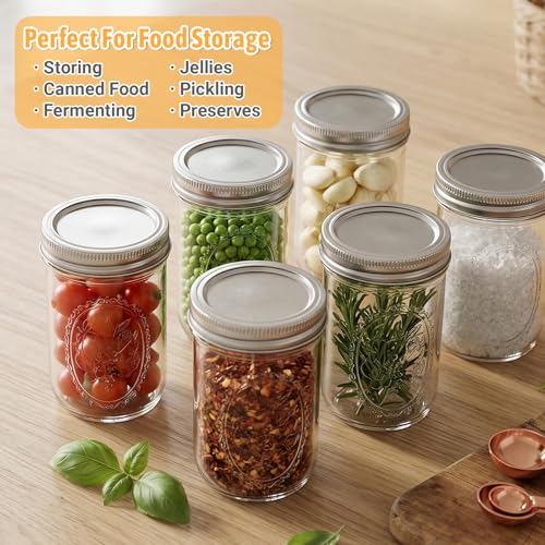 Alotpower Wide Mouth Mason Jars 16 oz 12 Pack with Airtight Lids | Glass Canning Pint Jars with Measurement Marks for Pickling,Fermenting,Preserving,Freezing, Meal Prep,Overnight Oats & Jam - color: 16fl.oz 12pack