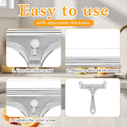 Cheese Cutter Kit Adjustable Hand Held Cheese Cutter with 4 Extra Wires Stainless Steel Wire Cheeses CutterQuick Replacement Thick & Thin Slicer Shaver Kitchen Slicing Tools for Block Butter
