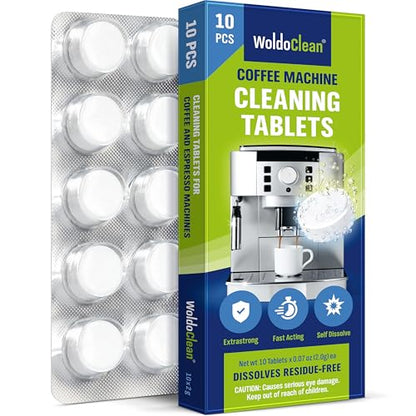 WoldoClean Cleaning Tablets for Fully Automatic Coffee Machines 10x 2g - Compatible with Breville, DeLonghi, Jura, Philips, Miele & Gaggia - size: 10 Count (Pack of 1)