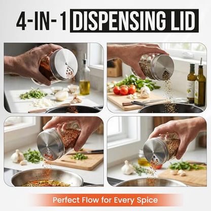 Mason Jar Shaker Lids Stainless Steel – Adjustable Spice & Seasoning Dispenser Tops for Regular Mouth Ball Canning Jars (6 Pack) - style: Regular Mouth