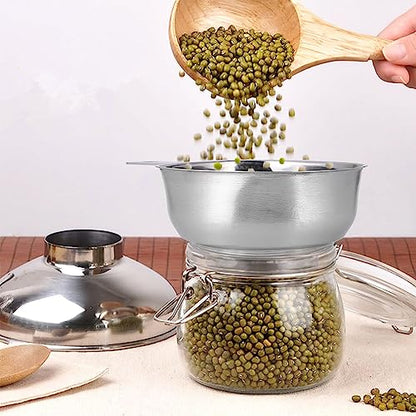 OSALADI Wide Mouth Funnel Stainless Steel Kitchen Gadget with Handle for Sugar Flour Rice Jam and Oil Transfer 5.31 X 3.93 X 2.04 in Home Kitchen Restaurant