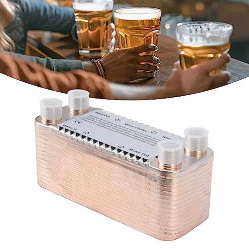 30 Plate Wort Chiller, Stainless Steel Brazed Plate Heat Exchanger Brewing Cooling Hot Liquid Accelerated Cooler for Homebrew Beer Tool NPT 1/2 Inch Thread