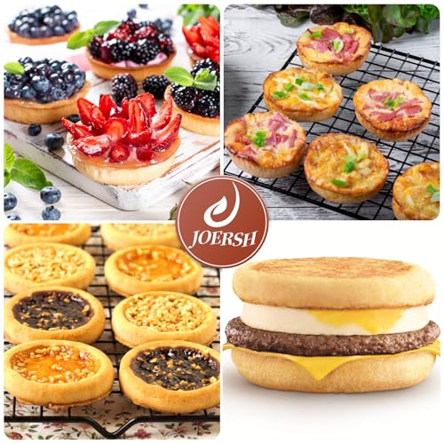 JOERSH 2-PK Silicone Egg Mold for Breakfast Sandwiches 4 Inch Round Muffin Top/Egg Pan, Oven Baking Silicone Molds for Hamburger Buns, English Muffins, Pancakes, Eggs Patty Bites - color: Regular, 6 Cups
