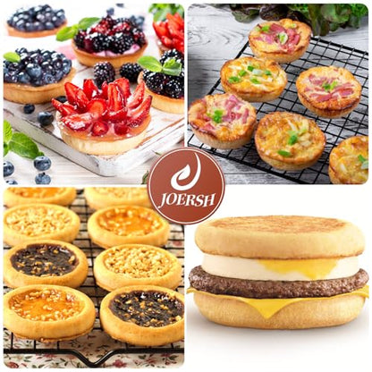 JOERSH 2-PK Silicone Egg Mold for Breakfast Sandwiches 4 Inch Round Muffin Top/Egg Pan, Oven Baking Silicone Molds for Hamburger Buns, English Muffins, Pancakes, Eggs Patty Bites - color: Regular, 6 Cups