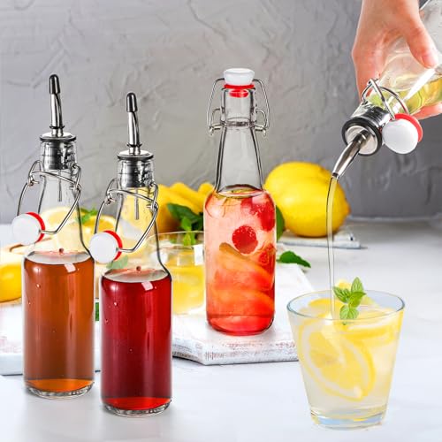 Jucoan 10 Pack 8 oz Swing Top Glass Bottles with Stoppers, Flip Top Glass Bottles Hot Sauce Bottles for Vanilla Extract, Syrup, Limoncello, Flavored Oils, Coquito