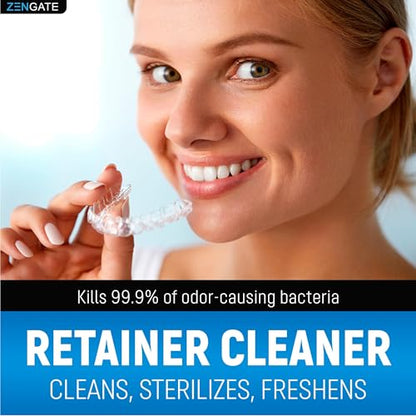 ZENGATE Retainer Cleaner Tablets for Dentures, Retainers, Aligners & Mouth Guards – 240 Denture Cleaning Tablets (8 Month Supply), Removes Plaque, Stains & Odor – FSA HSA Eligible - style: 2 Pack