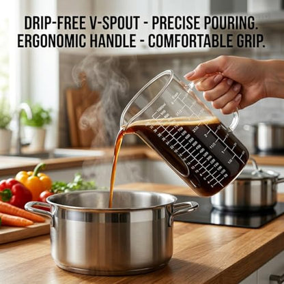 Borosilicate Glass Measuring Cup, 4-Cup Glass Measuring Cup with Spout, Microwave Safe, Dishwasher Safe, Easy Read Scale for Coffee Brewing, Baking, Cooking, Heating and Meal Prep. - size: 4cup/1000ml