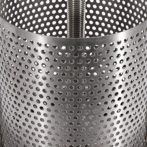 Manual Honey Extractor, 2.6 Gallon Stainless Steel Manual Beekeeping Extractor with Nylon Strainer, T-Handle, Can Be Used to Press Honey, Drippings, Fruits or Vegetables, Wine Making