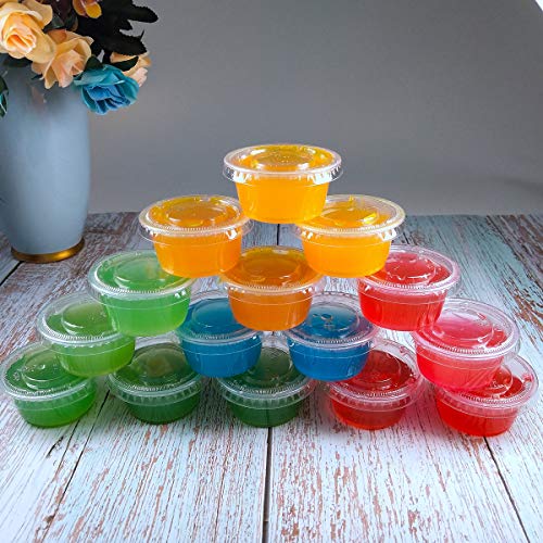 TashiBox 2 oz 100 Sets Disposable Plastic Cups with Lids, Jello Shot Cups Souffle Cups… - size: 2oz-100Sets