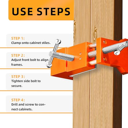 Cabinet Clamp 1 pcs - Cabinet Panel Frame Alignment Tool and Mounting Piece with Pilot Holes, Hex Wrench and Three Adhesive Protective Pads. - size: 1pcs