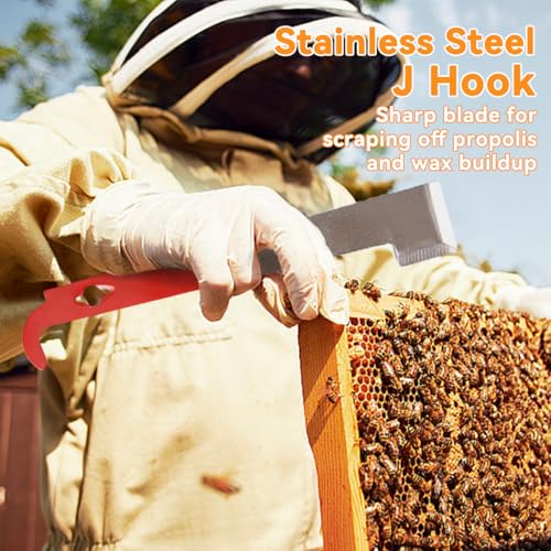 POLLIBEE Bee Smoker Stainless Steel Smoker Kit with Heat Shield Bee Hive Tool J Hook Beekeeping Supplies and Beekeeper Tool Set