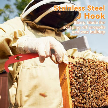 POLLIBEE Bee Smoker Stainless Steel Smoker Kit with Heat Shield Bee Hive Tool J Hook Beekeeping Supplies and Beekeeper Tool Set