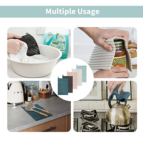 5pack Dish Drying Mat for Kitchen Counter, Extra Small Eco-Friendly Silicone Drying Mat, Easy Clean Heat Resistant Dish Mat, 6 inches x 12 inches, Mix Color