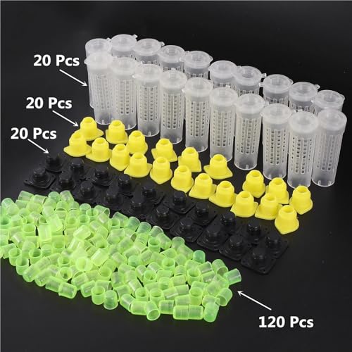 Bee Rearing Kit 2 Sets Beekeeping Cages King Queen Rearing System Plastic Bee Catcher Box Cell Cups Complete Kit Apicultura Tools Supplies for Beginners and Bee Keeper