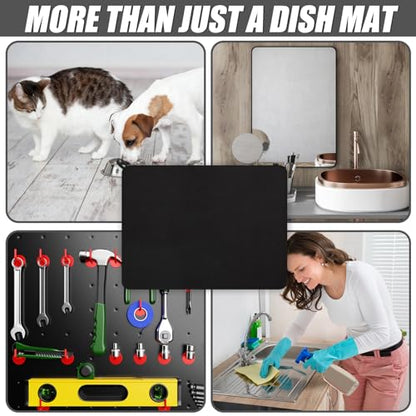 Hushee 2 Pack Extra Large Dish Drying Mats, 30" x 24" XL Microfiber Absorbent Dish Drainer Mats for Kitchen Countertop, Quick Dry Plate Mat for Dishes, Cups, Pots and Glassware
