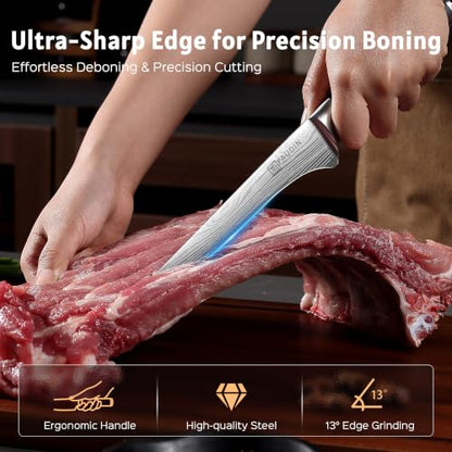 PAUDIN Boning Knife 6 Inch, Super Sharp Fillet Knife, German High Carbon Stainless Steel Deboning Knives, Professional Boning Knives for Meat Poultry Chicken, Pakkawood Handle with Gift Box - style: 6'' Boning Knife