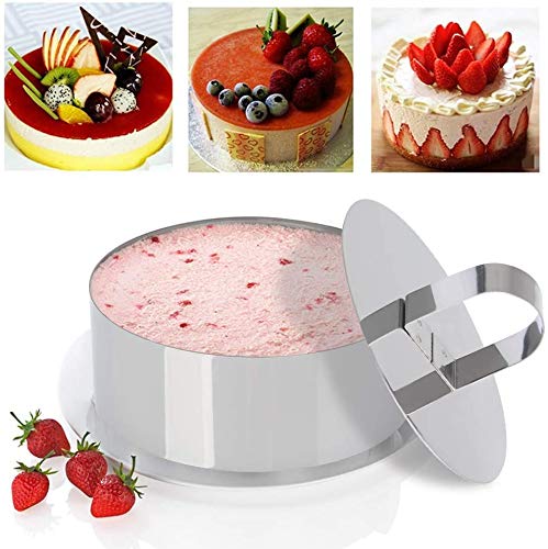 Uncle Jack 9 Pieces Round Cake Ring Molds, Stainless Steel Cake Ring Mold with Pusher, for Kitchen Tools, Baking Pastry (Include 9 Rings and 3 Pushers) - size: Round 9 PCS in 3 Sizes