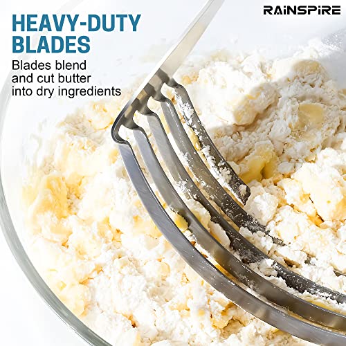 Rainspire XL Pastry Cutter For Baking, Heavy Duty Pastry Blender Stainless Steel, Thick Sharp Blades Dough Blender, Dough Cutter Butter Cutter Pastry for Easy Mixing, Dishwasher Safe (Black) - color: Black
