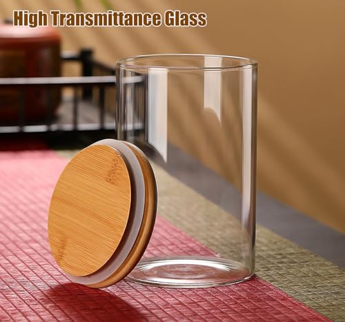66+37 oz Glass Food Storage Jars with Airtight Lids, Tall Clear Glass Jar with Bamboo Lid, Airtight Food Canister for Pasta, Candy, Coffee, Sugar, Cookie, Snack. (Round | 10+11 Inch) - color: Round 2 Pack (66+37oz)