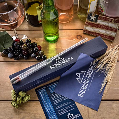 Thermo-Hydrometer Triple Scale Single: ABV Tester Professional NIST Traceable Hydrometer - Made in America - size: Single