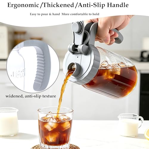 Glass 32 Oz Mason Jar Pitchers With Pour Lid 1 Quart Breast Milk Pitcher Wide Mouth Breastmilk Storage Jug Container For Fridge Coffee Creamer Iced Sun Tea Juices Lemonade Airtight 2 Set - color: 32 OZ 2PC