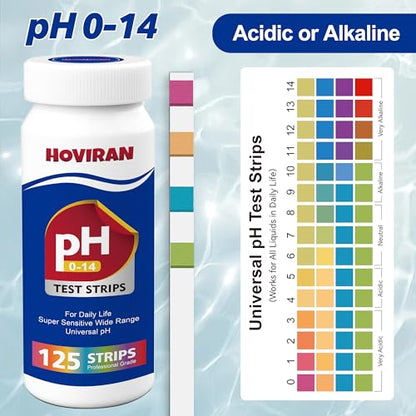 Universal pH Test Strips 0-14, 125ct Quick Reliable pH Testing Kit | Litmus Paper pH Test Strips for Soap Making & Kombucha, Liquids, Drinking Water, Aquarium, Pool, Hot Tub, Spa