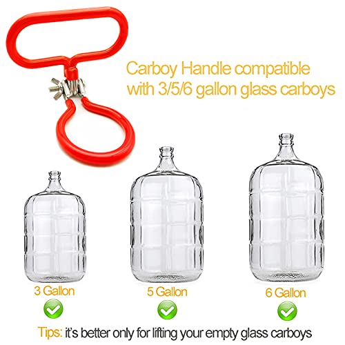 Carboy Handle, 2 Pack Carboy Carrying Handle Heavy Duty Carboy Holder for Smooth Neck 3 Gallon 5 Gallon 6 Gallon 6.5 Gallon Glass Carboys for Fermenter Wine Making Beer Brewing Home Brewing Equipment
