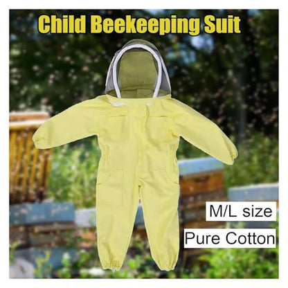 Beekeeping Protective Suit Jumpsuit Beekeeper Jacket Clothing for Kids Adult Full Body Anti Bee Suit Beekeeping Clothes Cotton(L Canvas Gloves C)