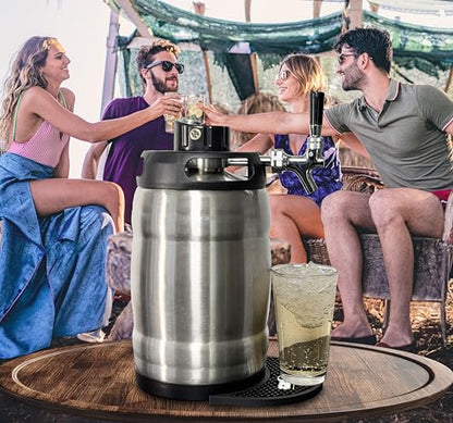 Gloria Rose 7L (1.8 Gal) Mini Keg, Pressurized Keg for Drinks, with Tap System, Co2 Regulated, Stainless Steel - size: 7L Silver