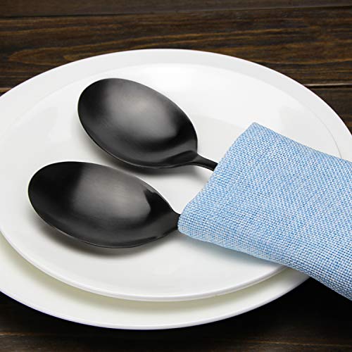 Serving Spoons, Matte Black X-Large Spoons, 6 Pieces 9.8 Inches Serving Tablespoons, AOOSY Stainless Steel Solid Buffet Banquet Flatware Kitchen Basics Serving Spoon Big Ladle Spoon - color: 6Pcs-Silver Large Serving Spoons