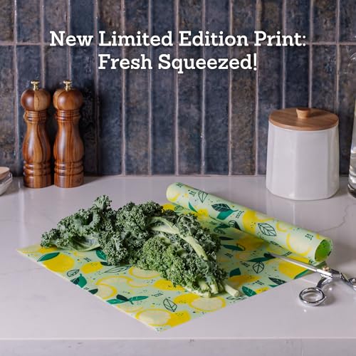 Bee's Wrap - Limited Edition - Beeswax Wraps for Food - Cut to Size 14x52" Beeswax Wrap Roll - Plastic Free Made in USA Reusable Natural Food Wrap - Fresh Squeeze Print - style: Fresh Squeeze