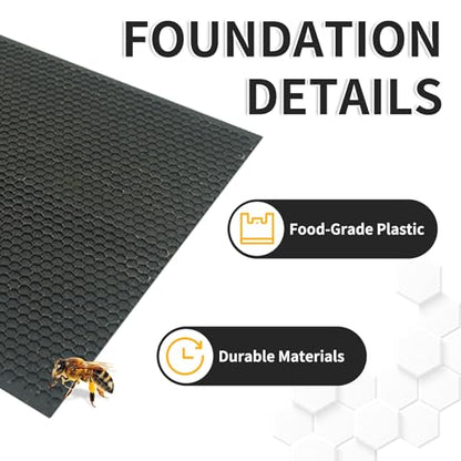 Black Beeswax Foundation Sheets, 20PCS for Langstroth Deep Frames | 8-1/2 Inch, Fits Langstroth Deep Frames, Wax-Coated Plastic, Food-Grade